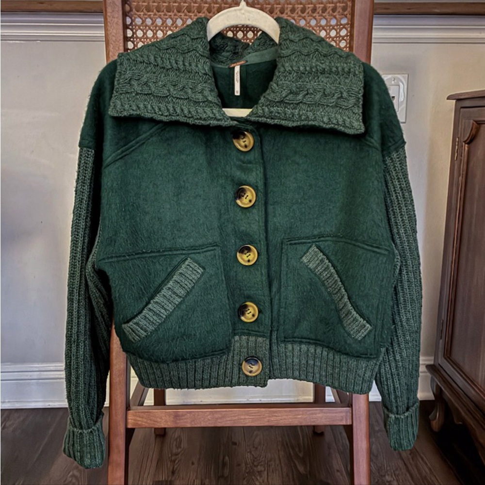 NWOT Bennie Blanket Cardi In Deepest Spruce Combo XS - Picture 6 of 9